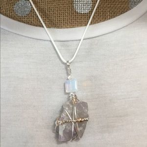 Natural Amethyst Wire Wrapped Necklace